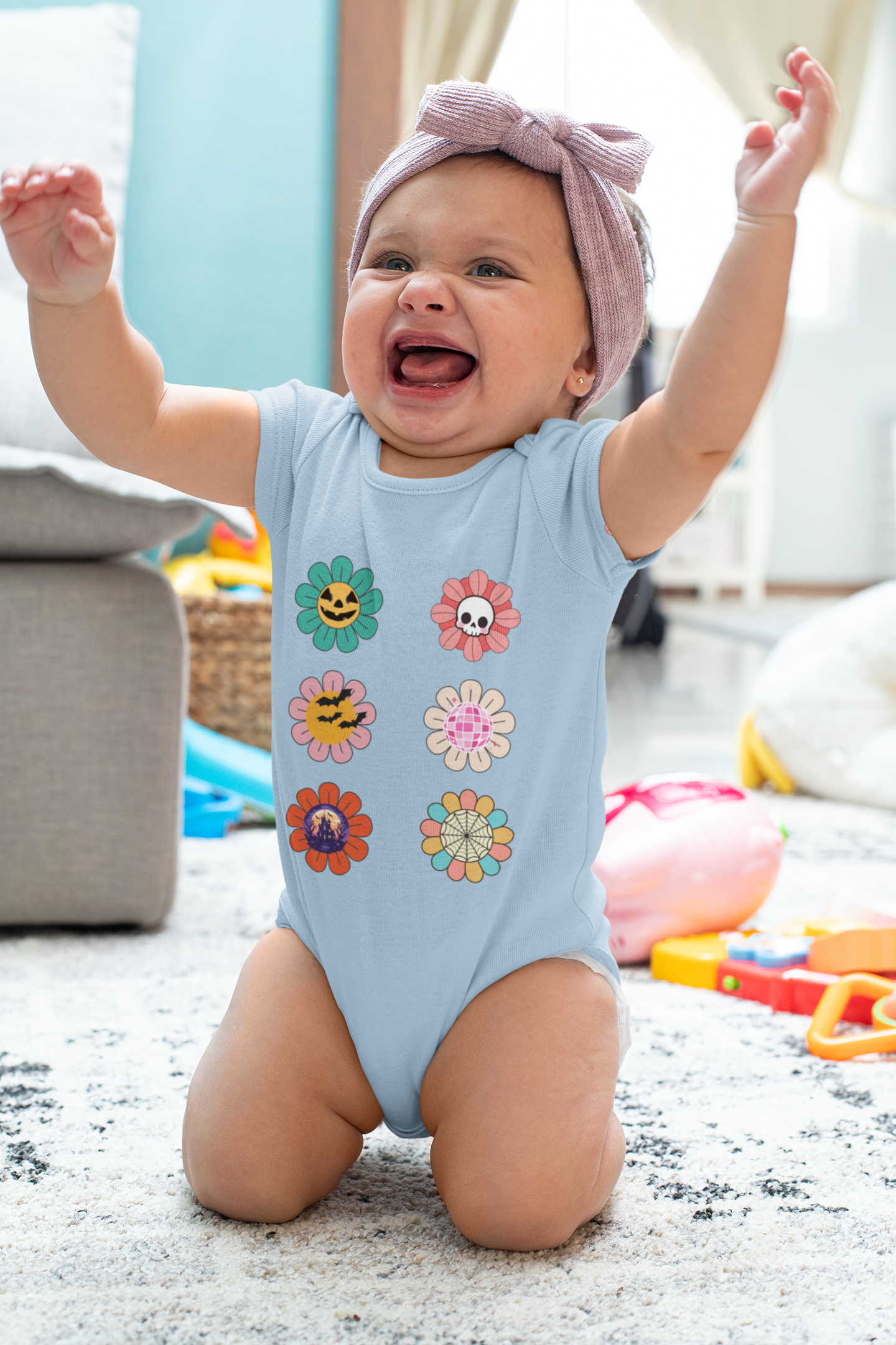 Floral Jack O‘Lantern Jersey Bodysuit